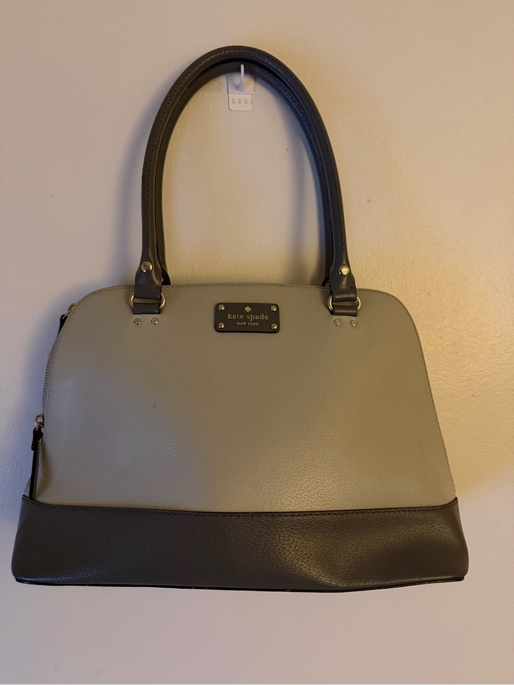kate spade Gray and light gray Two-Tone Leather Satchel